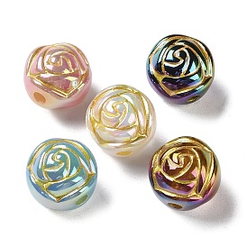 Perles acryliques opaques enlacées de métal doré, fleur
