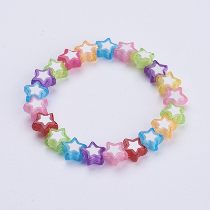 Bracelets d'enfants, bracelets extensibles en perles acryliques, étoiles