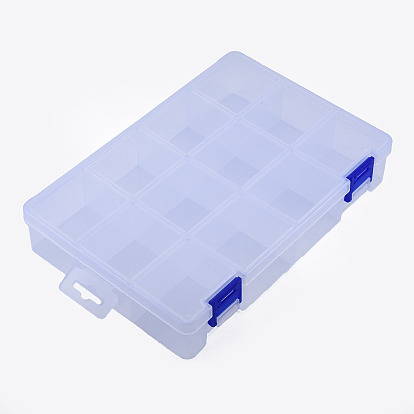 Contenedor de almacenamiento de cuentas de polipropileno (pp) rectangular, con tapa abatible y 12 compartimentos, para joyería pequeños accesorios