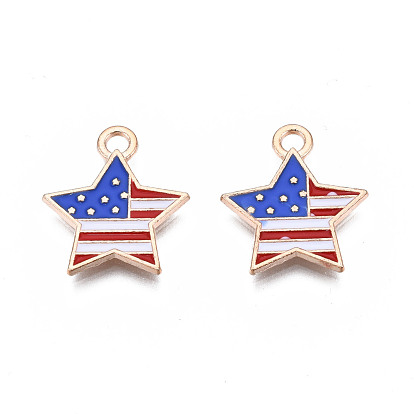 Star Alloy Enamel Pendants, 18.5x15.5x1.5mm, Hole: 2mm