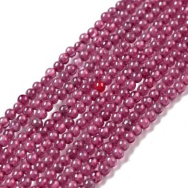 Perles de corindon rouge naturel / rubis, ronde