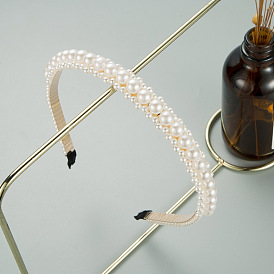 Sweet and Chic Metal Pearl Hairband for Bride, Fashionable Headpiece