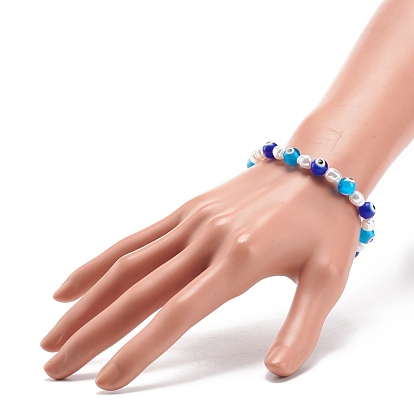 Mauvais œil au chalumeau et bracelet extensible en perles de plastique pour femme