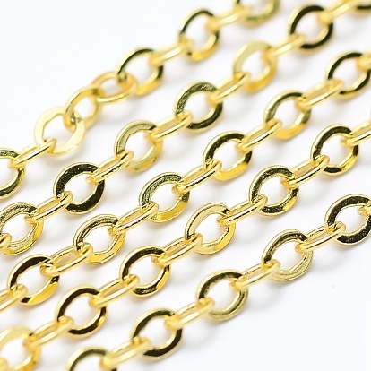 Brass Cable Chains, Soldered, Long-Lasting Plated, Flat Oval, Cadmium Free & Lead Free