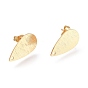 Brass Stud Earring Findings,  with Ear Nuts, Earring Backs, Teardrop