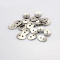 2-Hole Oval 304 Stainless Steel Buttons, 14x10x1mm, Hole: 2mm