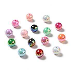 UV Plating Rainbow Iridescent Acrylic Beads, Round