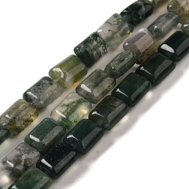 Natural Moss Agate Beads Strands, Rectangle