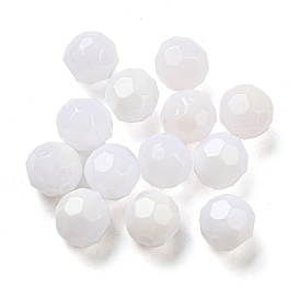 Opaque Acrylic Beads, Faceted, Round