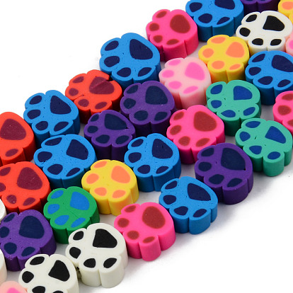 Handmade Polymer Clay Beads Strands, for DIY Jewelry Crafts Supplies, Dog Paw Print