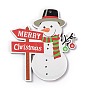 Christmas Wood Big Pendants, Snowman with Word Merry Christmas
