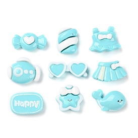 Opaque Resin Decoden Cabochons, Jewelry Making, Sky Blue