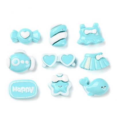 Opaque Resin Decoden Cabochons, Jewelry Making, Sky Blue