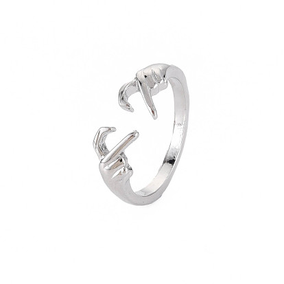 Hand Gesture Love Open Cuff Ring, Alloy Jewelry for Women, Cadmium Free & Lead Free