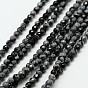 Natural Snowflake Obsidian Bead Strands, Faceted Round