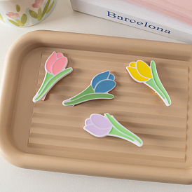 Sweet and Cute Tulip Hair Clip for Summer - French Style Side Hairpin with Lovely Design