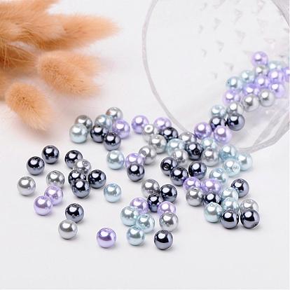 Silver-Grey Mix Pearlized Glass Pearl Beads