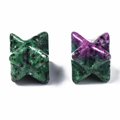 Rubis naturel en perles zoisite, pas de trous / non percés, Merkaba Star