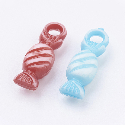 Perles acryliques colorées, candy, 7x21mm, Trou: 3.5mm