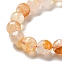 Natural Yellow Hematoid Quartz/Golden Healer Quartz Beads Strands, Faceted(128 Facets), Round