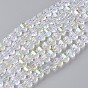 Electroplate Glass Beads Strands, Faceted, Rondelle, AB Color Plated