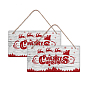 Christmas Theme Natural Wood Hanging Wall Decorations, with Jute Twine, Rectangle