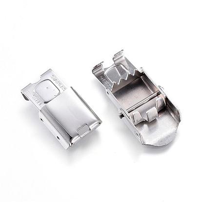 201 Stainless Steel Watch Band Clasps, Smooth Surface, Rectangle