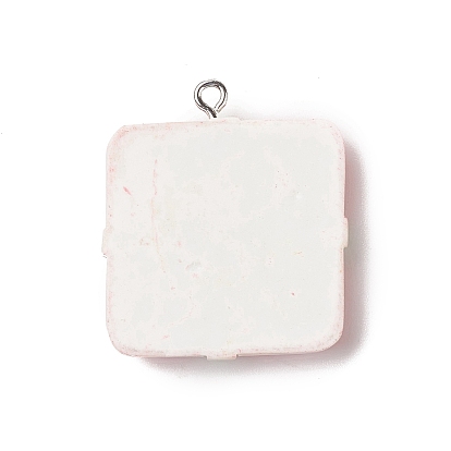 Opaque Resin Pendants, Christmas Charms, with Platinum Tone Iron Loops