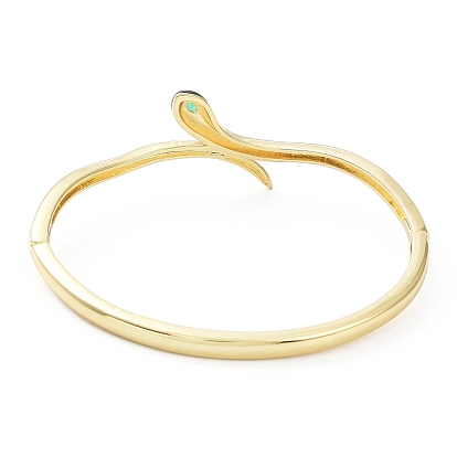 Bracelet à charnière serpent en émail avec zircons cubiques, bijoux en laiton