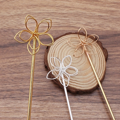 Accessoires de bâton de cheveux en fer, avec des épingles de fer, fleur