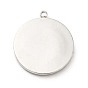 Ion Plating(IP) 304 Stainless Steel Pendant Rhinestone Settings, Pendant Cabochon Settings, Flat Round with Eye