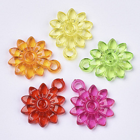 Transparent Acrylic Pendants, Dyed, Flower