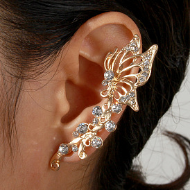 Fashionable European and American Diamond Butterfly Ear Clip - Elegant and Stylish