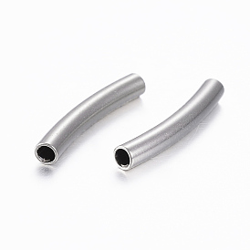 304 Stainless Steel Tube Beads, Curved