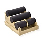 3 Layer Wood Jewelry Bracelet Displays Stands, with Microfibre