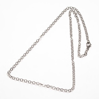 304 Stainless Steel Rolo Chain Necklaces, with Lobster Clasps, 17.71 inch(44.9cm)