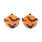 Opaque Acrylic Pendants, Flat Round with Bat/Ghost Pattern Charm, Halloween Theme