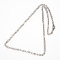 304 Stainless Steel Rolo Chain Necklaces, with Lobster Clasps, 17.71 inch(44.9cm)