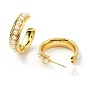 Brass Chunky Stud Earrings with Plastic Pearl, Half Hoop Earrings for Women, Lead Free & Cadmium Free & Nickel Free