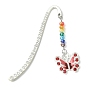 Butterfly Alloy Enamel & Rhinestone Pendants Bookmarks, Hook Bookmark with Chakra Electroplate Glass Beads