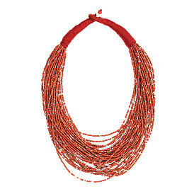 Collier de perles bohème multicouche avec style ethnique vintage et collier de verrouillage en perles pour femmes