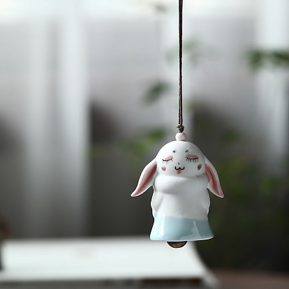 Porcelain Rabbit Hanging Ornaments, Wind Chimes, for Christmas Hanging Decor