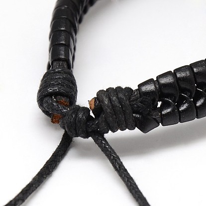Moda unisex estilo casual imitación cuero y pulseras de cuero, con cordón encerado, 58 mm