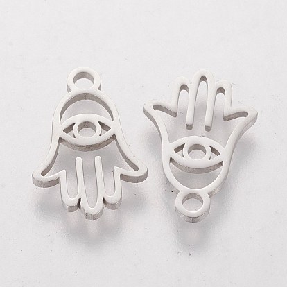 201 Stainless Steel Charms, Hamsa Hand/Hand of Miriam with Eye