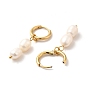 Créoles pendantes double perle naturelle, or 304 bijoux en acier inoxydable pour femmes