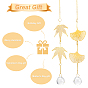 BENECREAT 2Pcs Leaf Brass Handmade Wind Chimes, with Iron Chains & Glass Pendants, for Birthday Gift and Home Decors