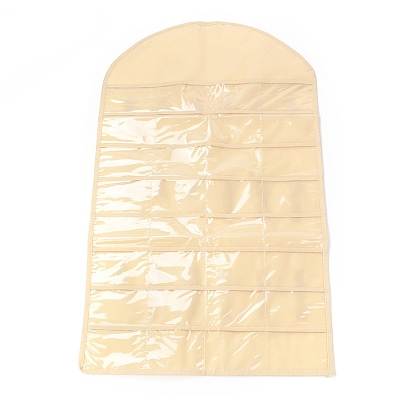 Non-Woven Fabrics Jewelry Hanging Bag, Wall Shelf Wardrobe Storage Bags, Transparent PVC 32 Grids