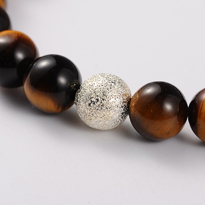 Природных драгоценных камней браслеты простирания, с латунными рельефными бусинами, серебряный цвет гальваническим, 49 мм