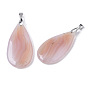 Natural Agate Big Pendants, with Platinum Plated Brass Pinch Bails, Dyed, Teardrop