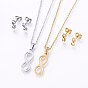 304 Stainless Steel Jewelry Sets, Stud Earrings and Pendant Necklaces, Infinity